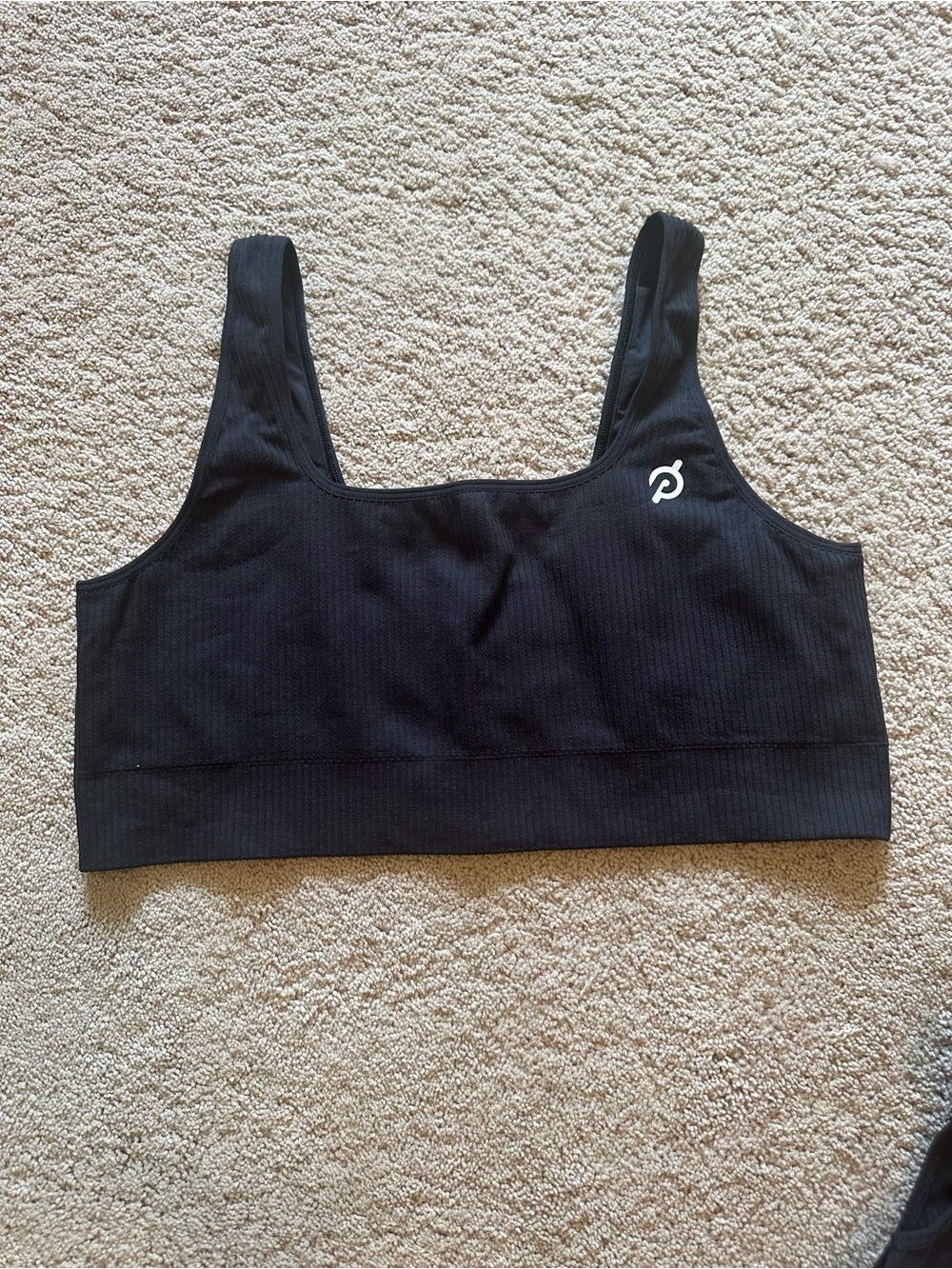Peloton Black Ribbed Scoop Sports Bra